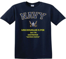 USS DOUGLAS H.FOX  DD-779* DESTROYER*EAGLE SHIRT*NAVY OFFICIALLY LICENSED