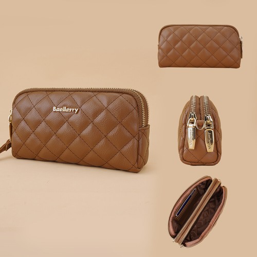 Women Leather Wallet Double Zipper Long Purse Phone Handbag Clutch with Wristlet - Picture 34 of 47