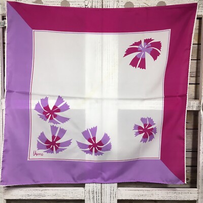 VERA NEUMANN Floral Scarf 22  Square MCM Modernist Purple White Magenta Vintage