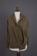JIL SANDER Brown One Button Wool Knitted Cape Wrape Cardigan Sweater Size 38