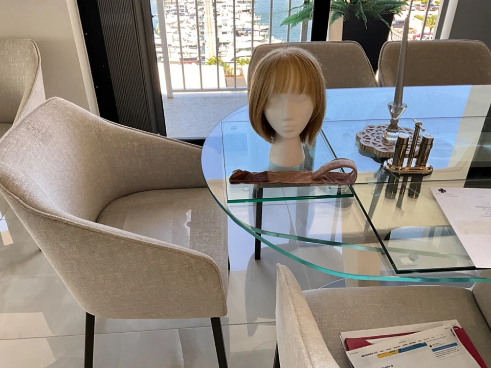 隐形假发发发际线 100% Remy 真发人类头发零件 Toupee 前额 PU — 第 4/4 张图片