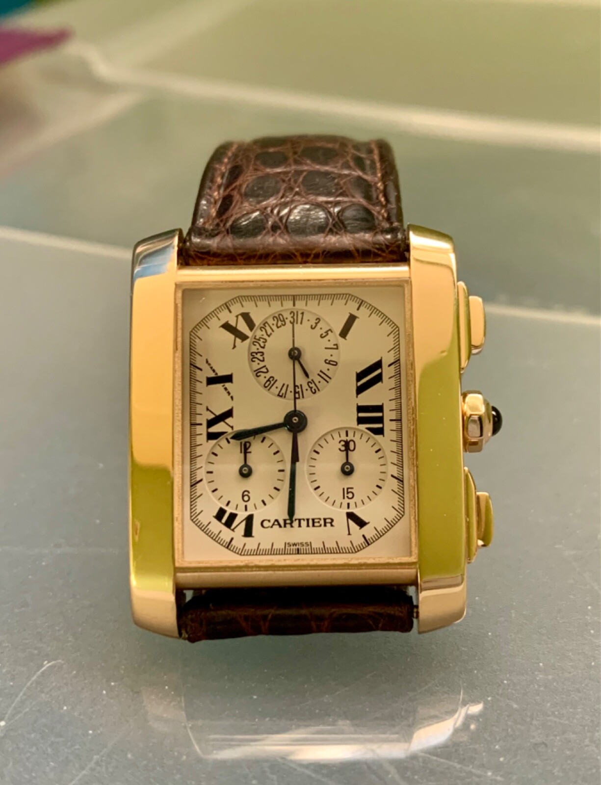 Cartier Tank Francaise Chronograph 18k Yellow Gold W5000556 Pre-Owned Luxury Watch-image