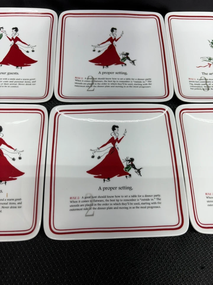 Juego de 8 (4 diseños) ~ Platos de Postre Williams Sonoma "ETIQUETA DE FIESTA" ~ 5 3/4" Foto 3 de 4