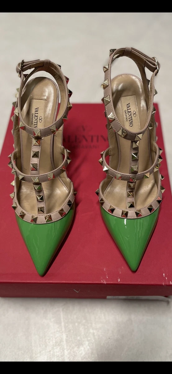 Green valentino rockstud best sale shoes