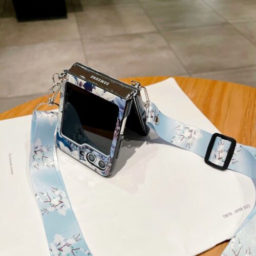 For Samsung Galaxy Z Flip 5/4/3 Luxury Carry Crossbody Shoulder Strap TPU Case - Picture 4 of 20