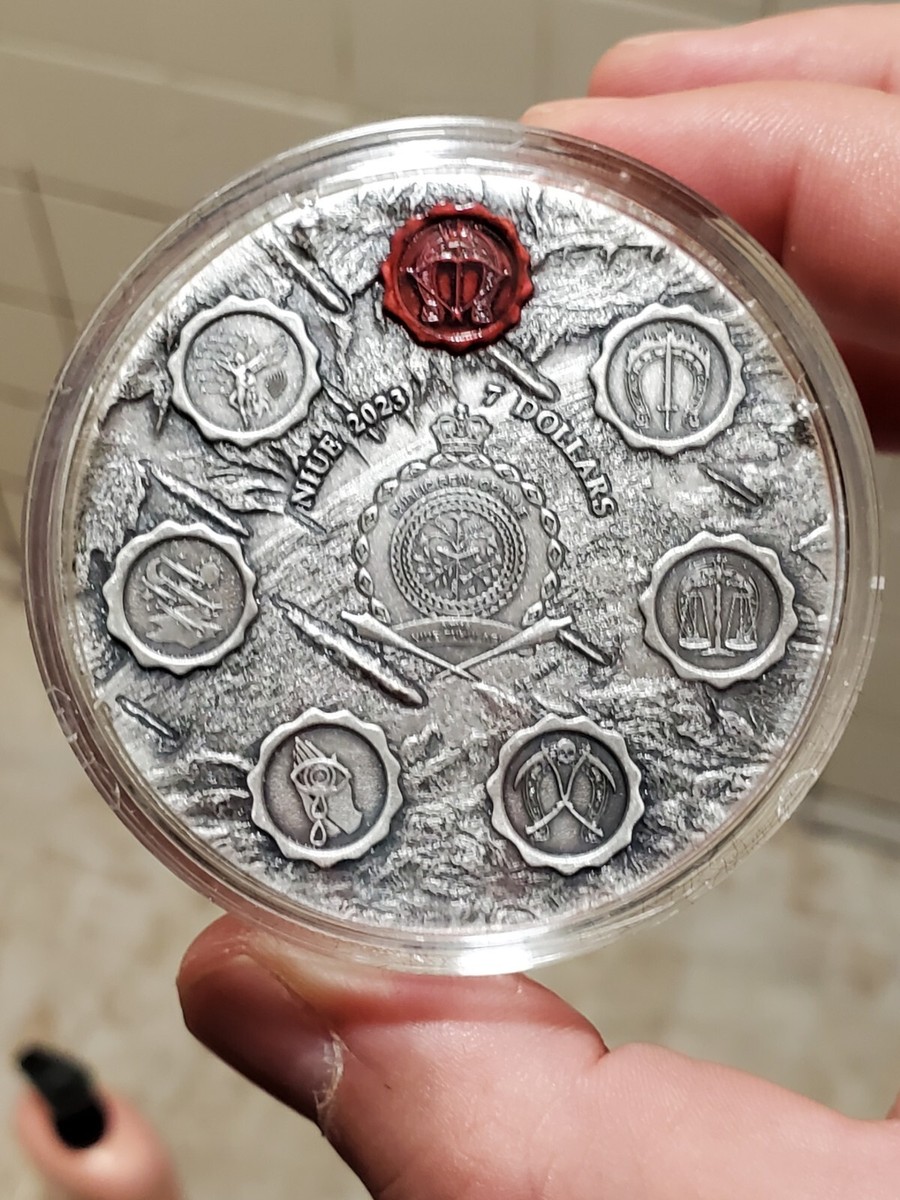 2023 3 Oz Silver $7 Niue Seven Seals of the Apocalypse WHITE