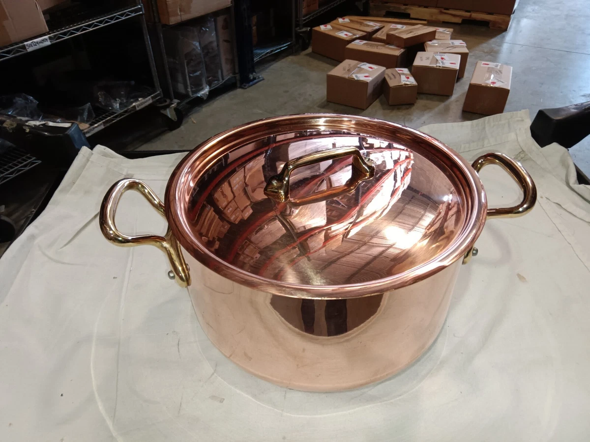 Mauviel M'200 B 2mm Copper Stewpan With Lid & Brass Handles, 6.1-Qt