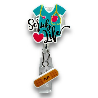 Scrub Life Cute Funny Badge Reel ID holder Nurse Gift Card holder