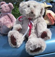VINTAGE TEDDY BEAR SOFT FURRY BEIGE PLUSH ARTIST DEE WOLF 15" KOALA CAT DOLL TOY