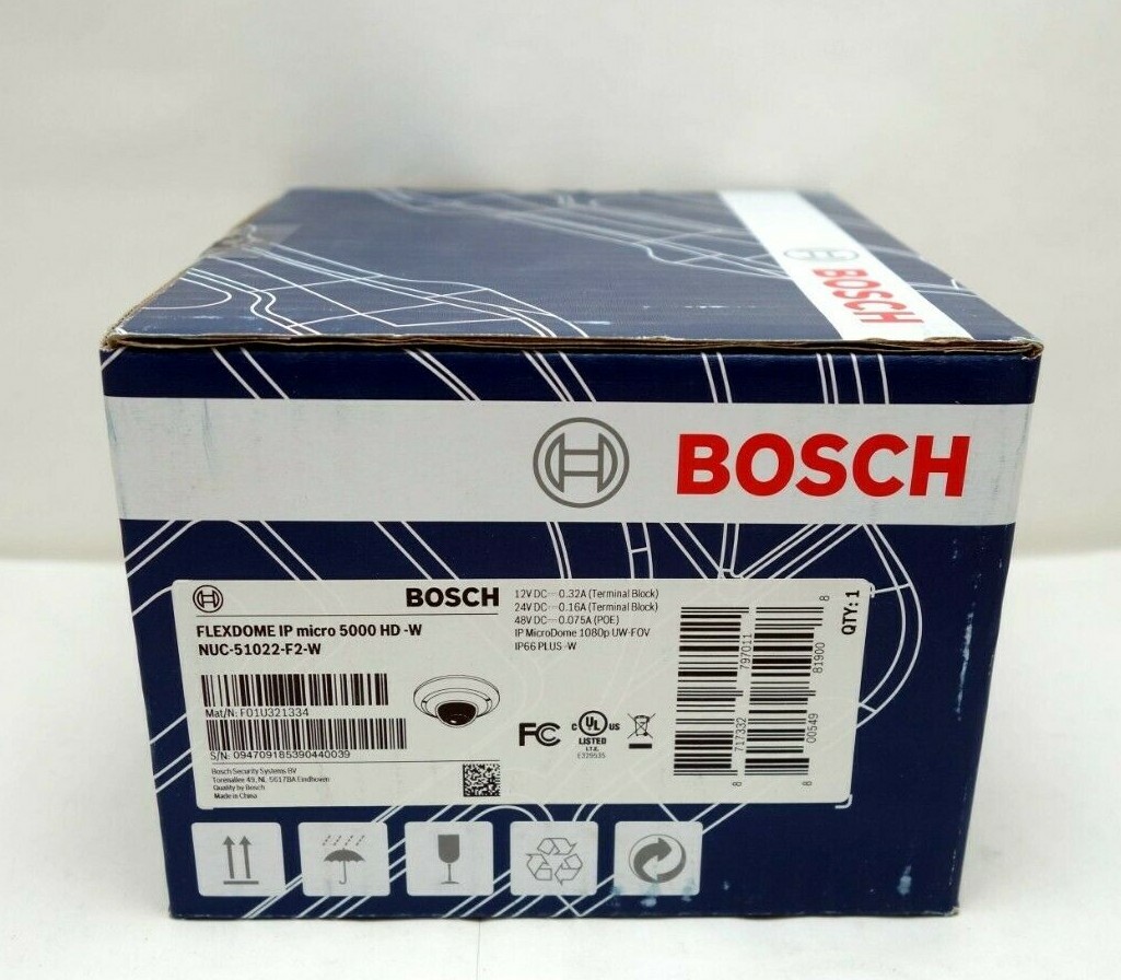 New Bosch Nuc 51022 F2 Flexidome Vandal 1080p Ip Micro Poe Dome
