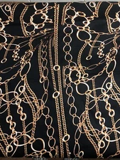 4-YARDS JoAnn Fabrics Cotton Blend Black/Gold Chain DECORATOR FABRIC 50"