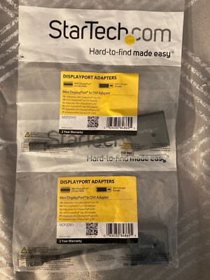 LOT OF 2 - NEW StarTech Mini DisplayPort to DVI Adapter MDP2DVI3