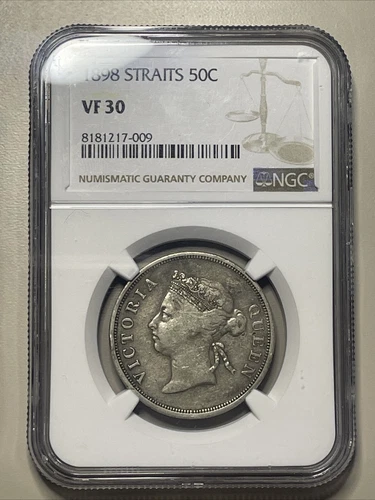1898 Straits Settlement 50 Cents NGC VF-30