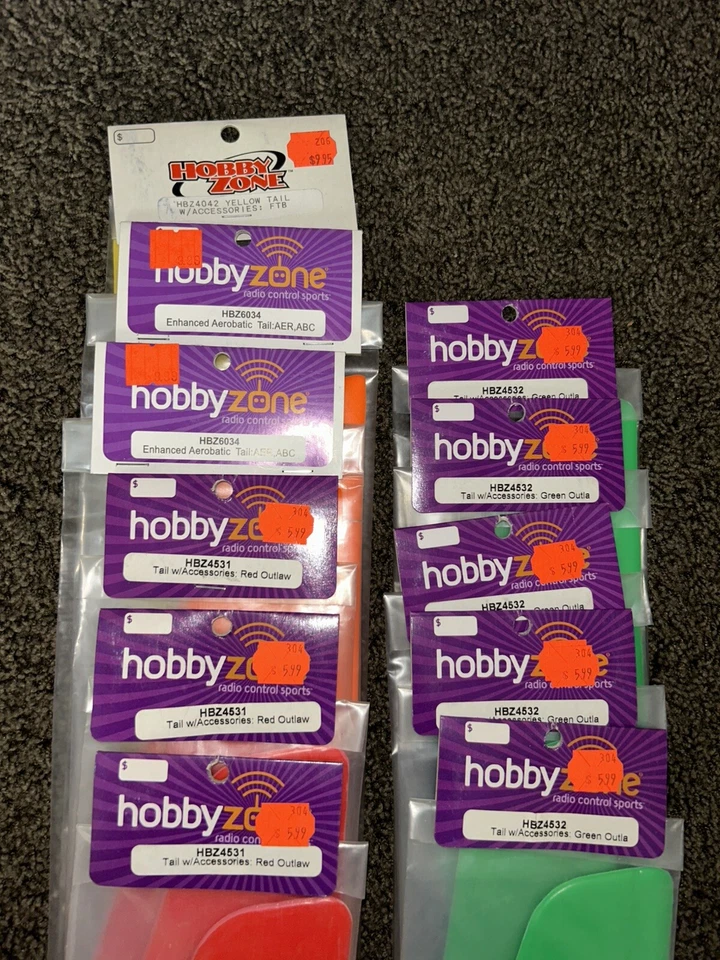 HobbyZone Hobby Zone Tail Lot Of 11 w/ accessories - NOS New Yellow Red Green - Image 2 of 4