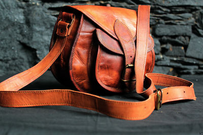 Women's New Handmade Natural Tan Pure Goat Leather Vintage Messenger Bag Purse