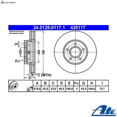 2x BREMSSCHEIBE 24.0125-0117.1 FÜR FORD FOCUS/II/Van/C-MAX/Turnier/Convertible  