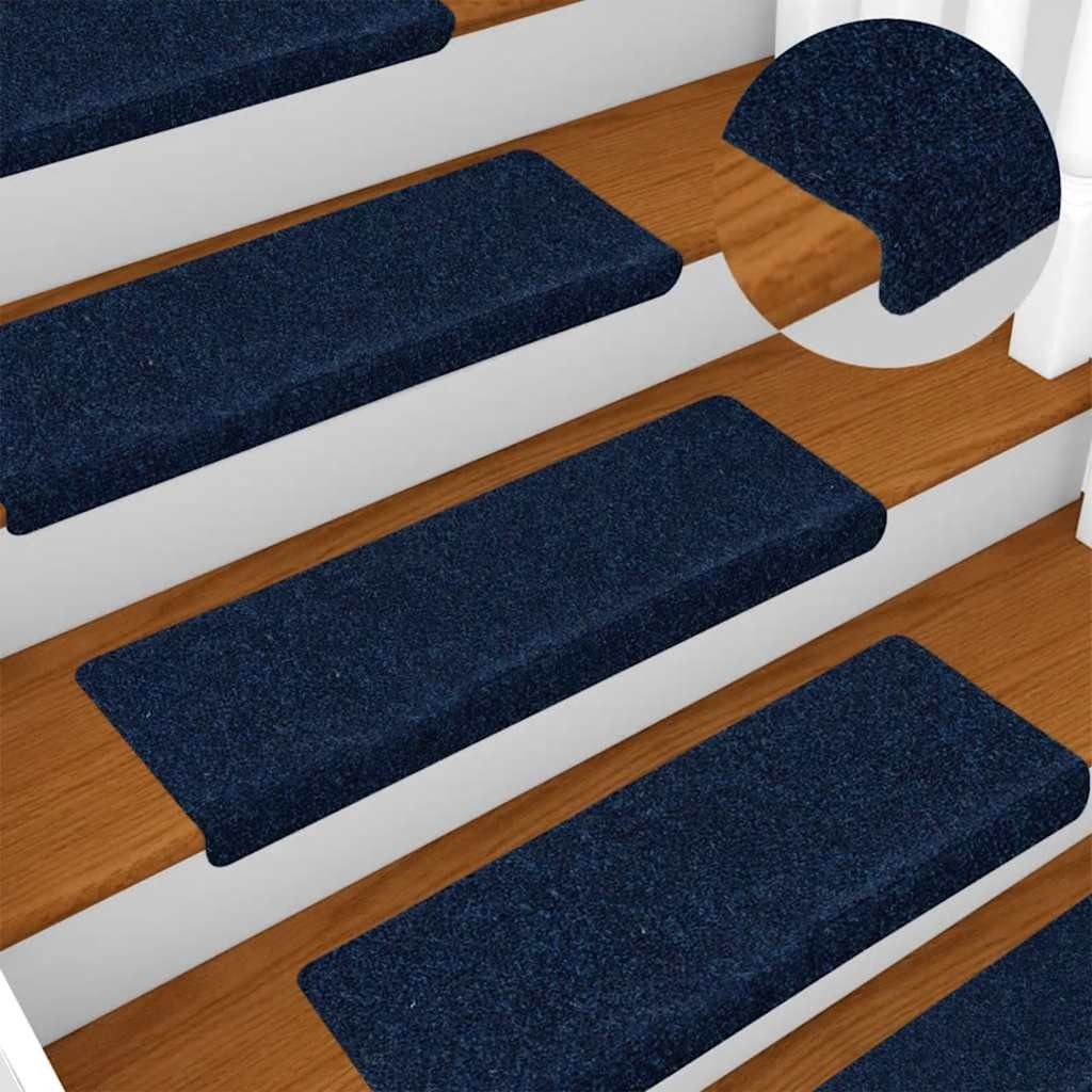 Tappetini per Scale Autoadesivi 30 pz Blu Navy 65x21x4 cm Rettangolari