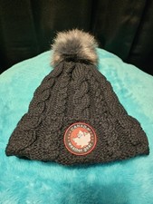 Canada Weather Gear Hat Beanie Unisex Black Plush Lined Pom Cap Winter Warm