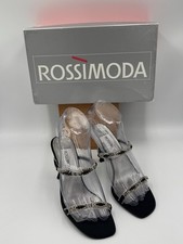Vintage Rossimoda Italy Black Rhinestone Strappy Heels Size 6M 1997 Boxed