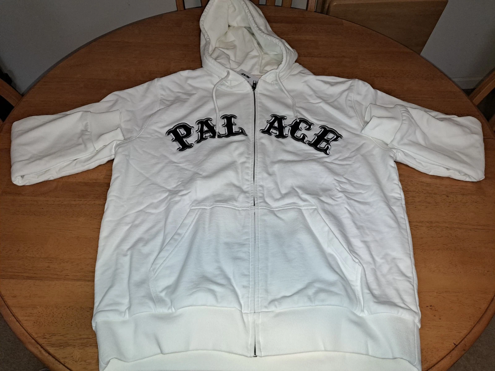 Palace Arch Thermal Lined Zip Up Hooded Sweatshirt White Size XL