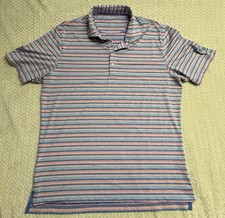 Johnnie O Polo Shirt Mens Large Striped Golf Performance UPF 50 Stretch CC Patch
