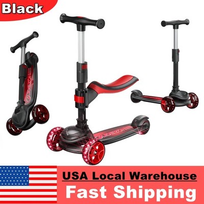 GLIDEZONE 3-Wheel Kid Scooter Adjustable Foldable Seat Ages 3-14 Birthday Gift