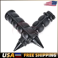 Spike Black 1" Motorcycle Handlebar Hand Grips For Harley Honda Kawasaki Suzuki