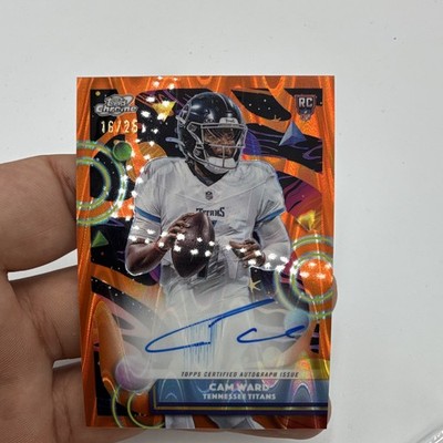 2025 Topps Chrome Cam Ward RA-CWA Tennessee Titans RC Auto Orange /25