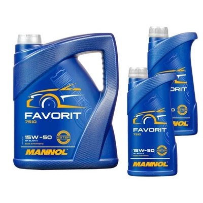 7 L MANNOL Favorit 15W-50 Huile Moteur API SL/CH-4 Pour Gasoline Et Diesel - Photo 1/4