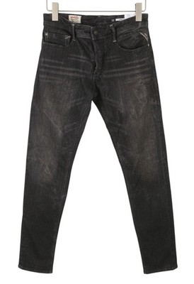 Replay Thyber Men s Slim Fit Jeans W29/L34 Black Stretch Denim Faded Whiskers