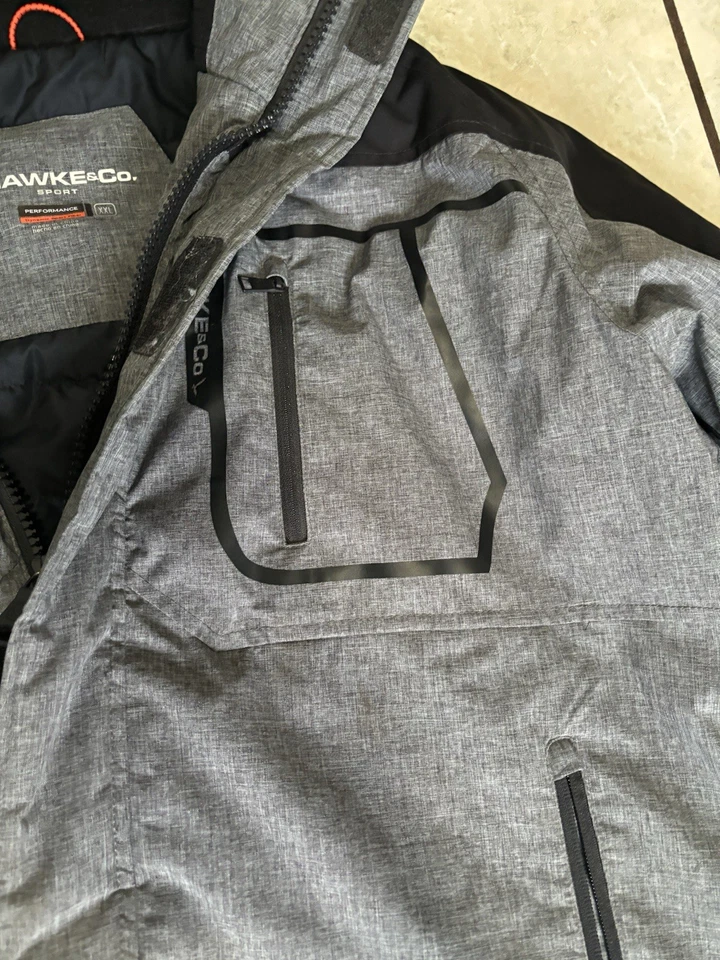 Hawke & Co Sports Performance Jacket Black Grey  Full Zip Mens XXL Hooded - Image 4 of 4