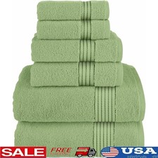 Turkish Cotton Towel Set 6 Piece Soft Absorbent Quick Dry Oeko-Tex Certified New