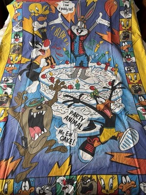 90er Warner Bros Loony Tunes Einzelbettwäsche und Kissenbezug Daffy Bugs Bunny Taz