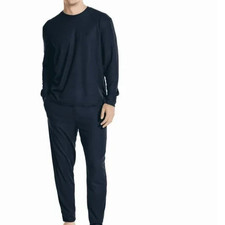 NEW NAUTICA MENS WAFFLE KNIT LONG SLEEVE SLEEP SHIRT NAVY BLUE 2XL