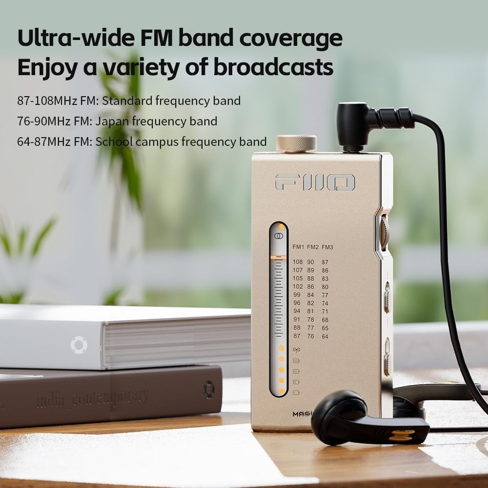 FiiO RR11 Portable FM Radio Receiver w/Ana PVR Tuning, 64-108MHz (Titanium Gold)