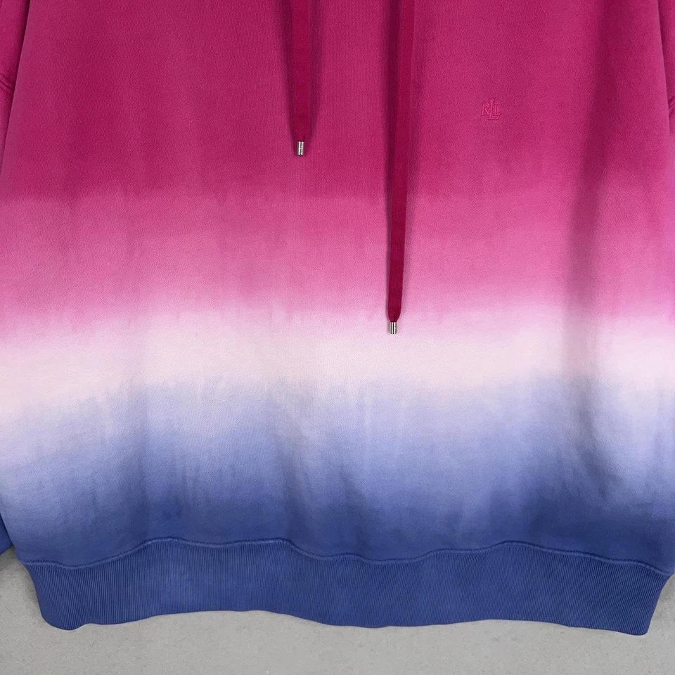 Pulôver Lauren Ralph Lauren com capuz feminino 2X rosa roxo ombre LRL etiqueta preta - Imagem 3 de 4