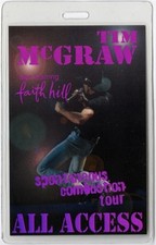 Tim McGraw 1996 concert tour w/ Faith Hill All Access Laminated Backstage Pass