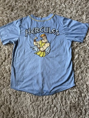 Disney Hercules Baseball Jersey #97 Blue Embroidered Mens Large