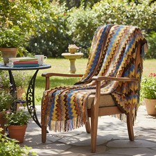 Sofa Blanket Bohemian Knitted Throw Multicolor Blanket for Bed Sofa Wavy Stripes