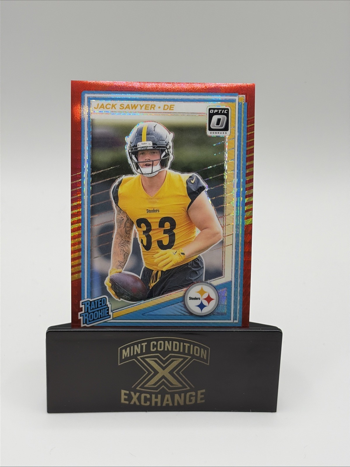 2025 Donruss Optic Jack Sawyer Red Hyper Rated Rookie #220 Steelers