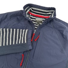 J Crew Nordic All Weather Design Jacket Navy Striped Fleece Lined Men LG