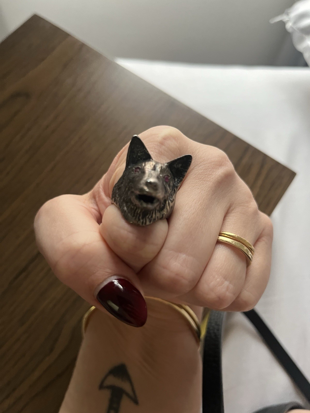 Sterling Silver Wolf Ring With Ruby Eyes - image 13