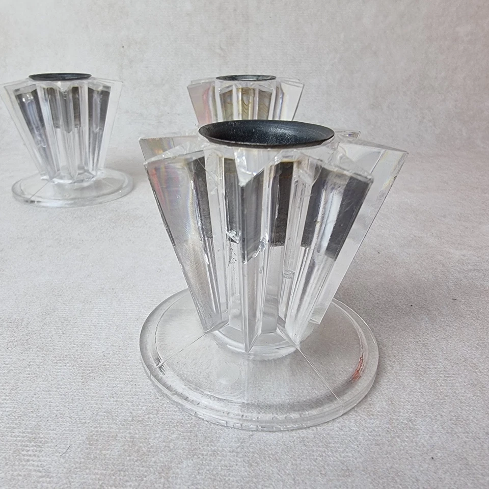 Lot de 3 Bougeoir en Plexiglas Transparent – Style Art Déco – Made in France - Photo 2/4