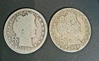 Lot of 2 Barber Half Dollars 1899 & 1902 – 90% Silver U.S. Coins.