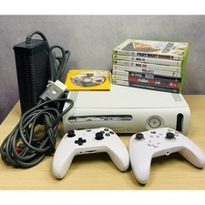 Microsoft Xbox 360 20 GB HDD Console bianca con ganci 2 CONTROLLER e 10 GIOCHI