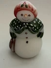 Vintage Fenton 4” Mrs Snowman Satin Glass Hand Painted Signed Figurine