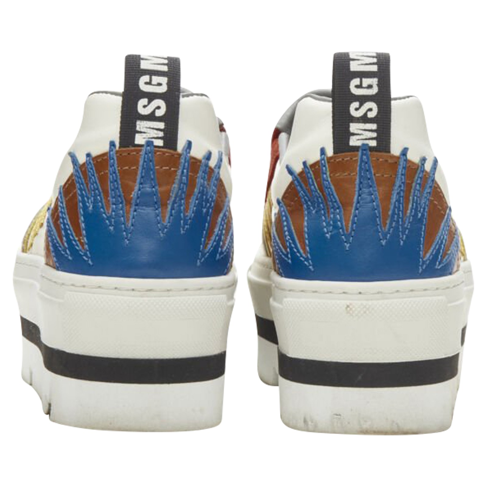 Msgm Leather Starburst Patchwork Point Toe Platfo… - image 5