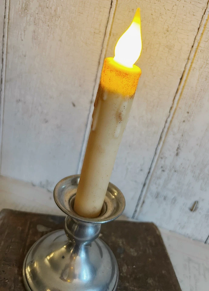 Metal Candlestick With Battery Grungy Candle Primitive Colonial Decor - Image 3 of 4