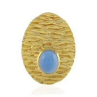 Cavill Ring Blauer Chalzedon 3,15Ct Sterlingsilber Vergoldet Oval Damen