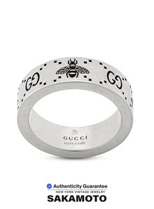 Gucci Sterling Silver 925 GG Signature Bee 6mm Ring Size 8